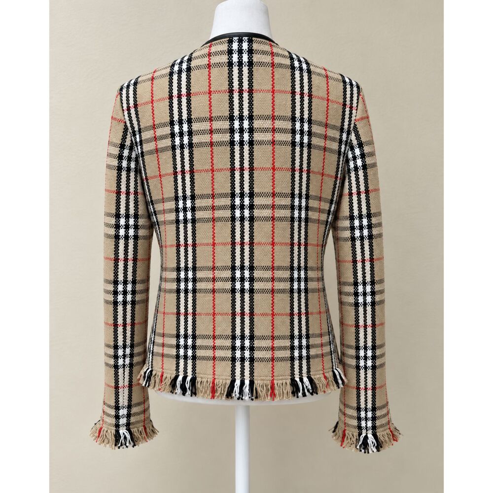 BURBERRY Upney Vintage Check Bouclé Collarless Jacket, Size 4 - Picture 10 of 10